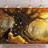 2D Plane, Romantic Art Piece, Depicting a Woman Wearing a Floral Dress, Is Very Suitable for Decorating the Living Room.