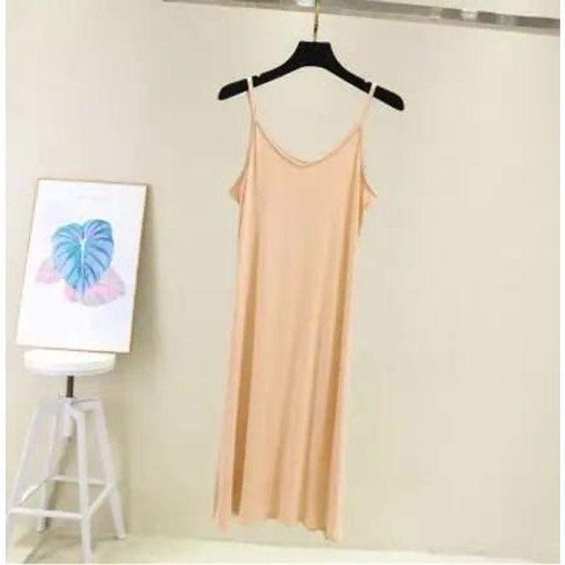 Anti Penetration Lined Bottom Dress Pure Color Anti-Penetration Lining Base Dress Women
