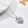 Stitch Necklace Silver Plated Crescent Half Moon Pendant Necklaces Stitch Ohana Means Family Jewelry Gift for Women Girls