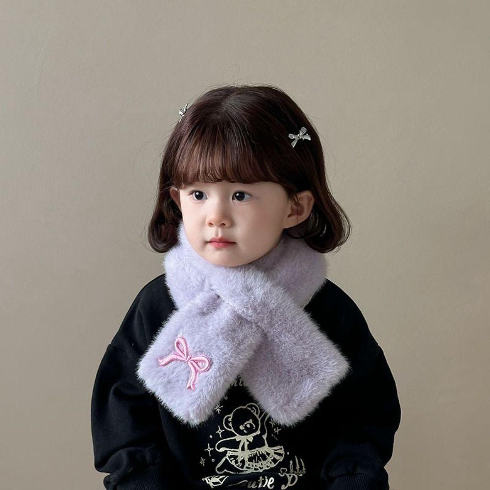 Thick Warm Children Winter Scarf Plush Shawl Scarves Cute Cross Neck Scarf