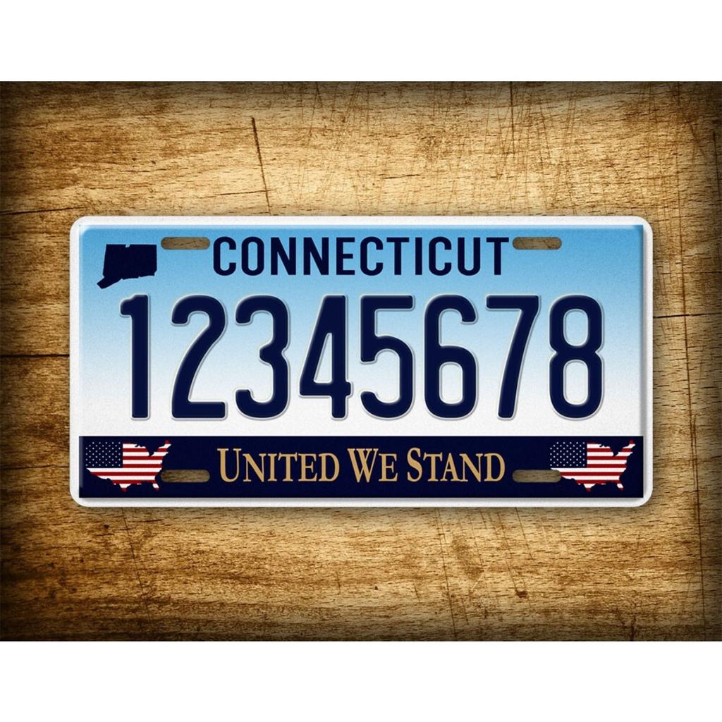 Custom 6x12 Inch Connecticut United We Stand License Plate Metal Tin Sign Novelty Car Garage Wall Decor