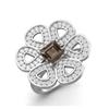 1.33 Ctw Square Smoky Quartz 925 Sterling Silver Cocktail Cluster Women Wedding Ring