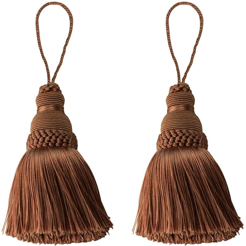 

2 шт. домашний декор, подвесная веревка, шелковая кисточка, бахрома, отделка кисточкой, украшение для одежды, кисточки для ключей, украшения для DIY, аксессуары для штор Coffee