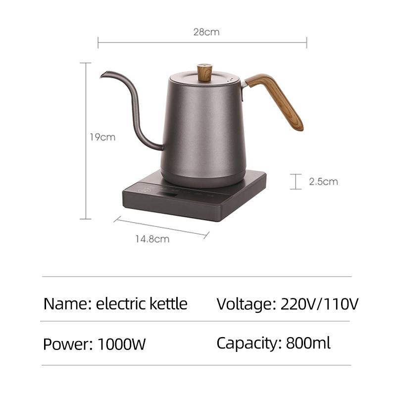 110V/220V Electric Kettle Gooseneck Jug Hand Brew Coffee Pot Thermo Pot Slender Mouth Pots Smart Kettle Teapot 1000W Decor