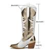 Women's Western Cowboy Boots Pointed Toe Metallic Mid-Calf Wide Feet Cowgirl Boots Colorful Sparkly Chunky Stacked Heel Shoes