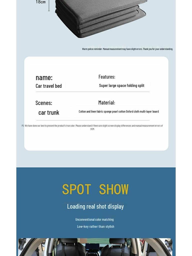 Car Rear Seat Sleeping Pad - Long Distance Self-Driving Essential Mattress & Extension Board