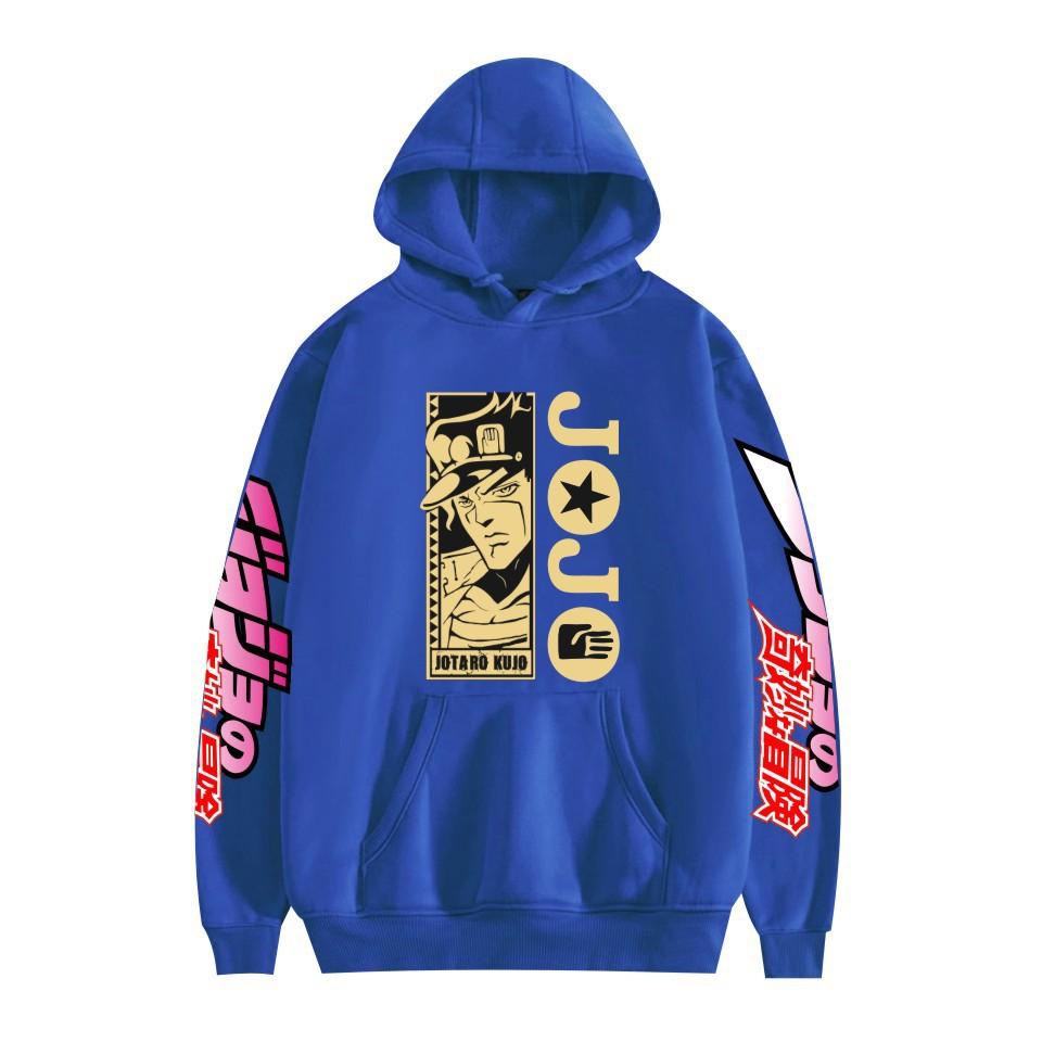 Japanese Anime JOJO Bizarre Adventure Printed Hoodie with A Fluffy Lining Man Sweatshirts Long Sleeve Fashion Female Streetwear