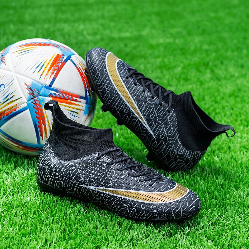 New Children's Football Shoes Men's Broken Nails Long and Short Nails Female Students Flat Artificial Turf High-top Sneakers