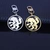 Round Wolf Pendant Keychain - Fashionable Stainless Steel Mirror Design for Bag or Car