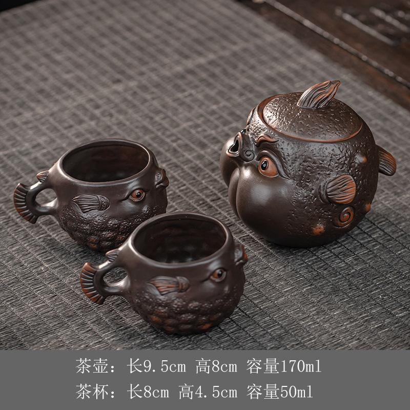 Teiera in Ceramica Viola Creativa Infusore da Tè Vintage Bollitore per Infusione del Tè Con Filtro Set di Accessori per Tè Dahongpao