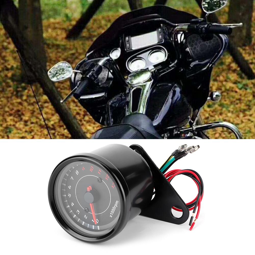 Universal 12V Vintage Motorcycle Tachometer Gauge LED Backlight Auto Accessory Black