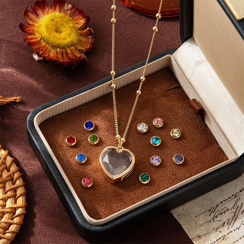Love Glass Box Pendant Diy Necklace Birthday Month Gemstone Light Luxury Versatile  Jewelry Gift