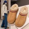 Plush Thick-Soled One-Pedal Half-Slippers For Women'S Winter New Plush Thickened Casual Snow Boots Cotton Slippers For Women