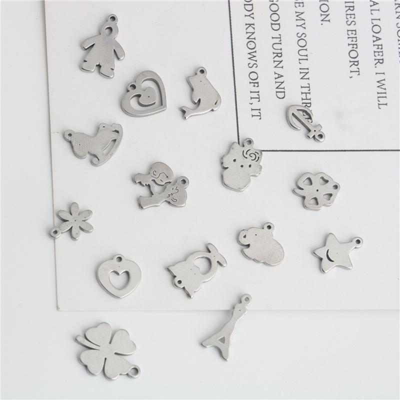 

Ожерелье из нержавеющей стали с клевером и Эйфелевой башней, браслет, подвеска, цепочка с удлинителем, аксессуары для DIY-украшений Model 11#