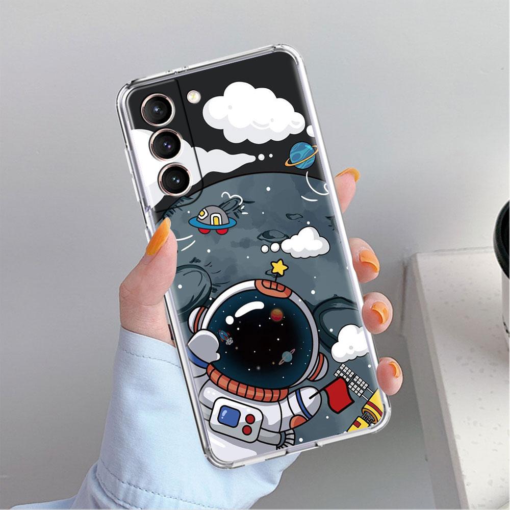 Astronaut Universe Clear Case For Samsung Galaxy S22 S20 FE S21 S10 S9 Plus Note 20 Ultra 10 Lite Transparent Phone Shell