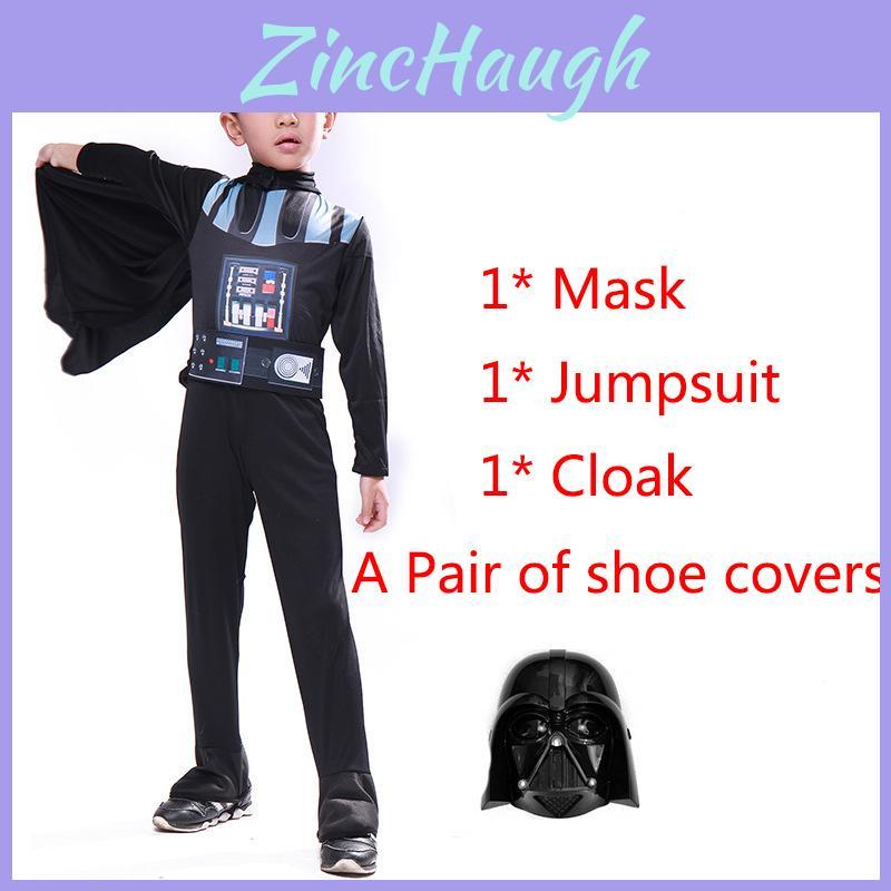 Star Darth Wars Vader Costume Kids Jumpsuit Jedi Suit Cape Mask Girls Cosplay