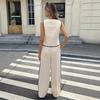 Women Daily Wear Sleeveless Top & Drawstring Wide Leg Pants Suit