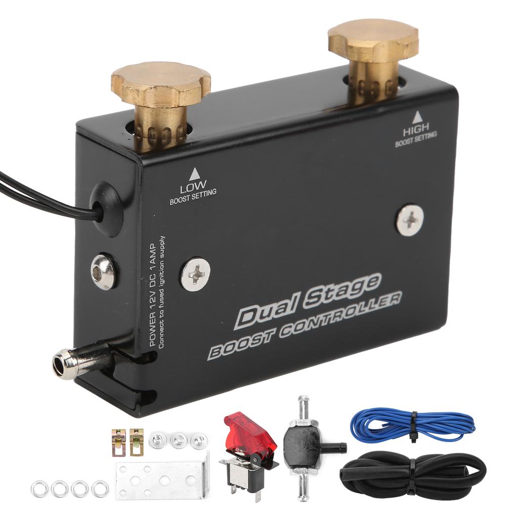 Kit Controller Elettronico Boost Turbocompressore Doppio Stadio Auto Lega di Alluminio per Auto Universale 12V