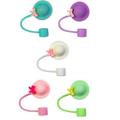 Dustproof Drinking Straw Caps Plug Reusable Straw Tip Lid Dustproof Plugs Cover Hat Shape Silicone Straw Cover Caps