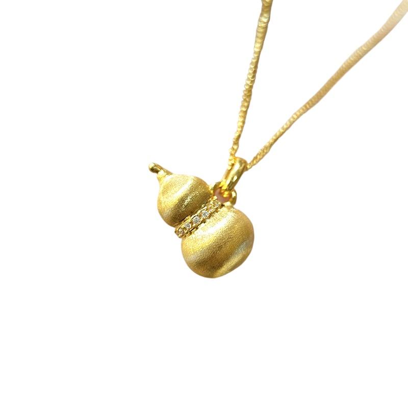 New in refreshing style Fashion matte classic brushed gourd necklace trendy retro antique gold craftsm pendant banquet jewelry