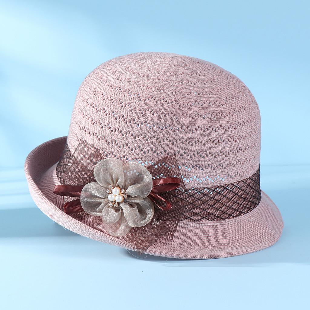 Knit Summer Sun Hat With Floral Pattern And Short Brim For Womens Fashion