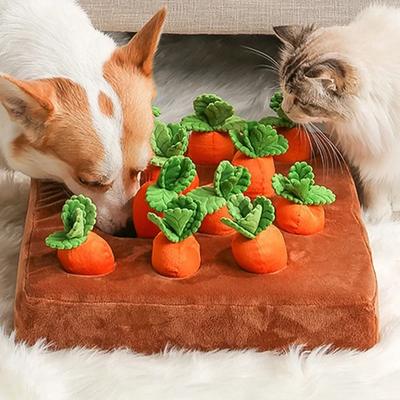 Plush Cat Dog Toys Carrot Plush Vegetable Chew Toy Sniffing Pet Hide Food To Improve Eating Habits Dog Puzzle Toys Accessories