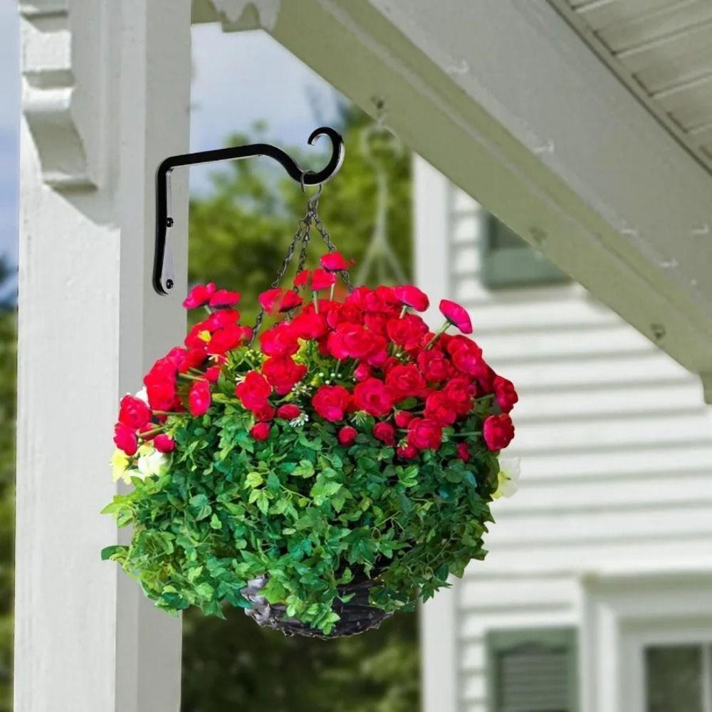 Handmade Hanging Plant Stand Hooks Wrought Iron Wall Plant Holder Flower Pot Rack  Garden