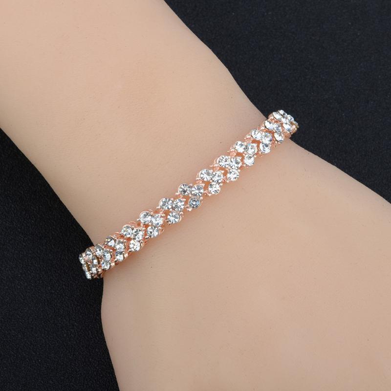 Luxury Roman Crystal Bracelet for Women Fashion Heart Chain Bracelets Rhinestone Bangle Wedding Bridal Jewelry Accessories Gifts