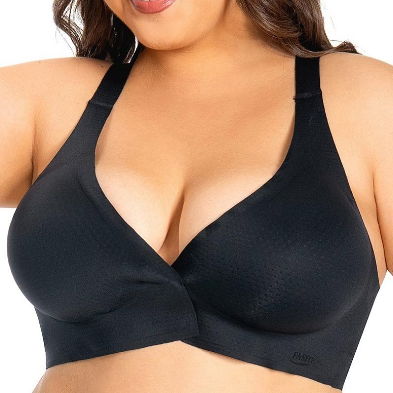 European and American Seamless Back Bra Full Cup Without Steel Ring Push Up Bra for Large Breasts with Front Buckle