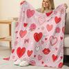 Printed Flannel Blanket, Heart Pattern Series Soft Warm Cozy Throw for Home Dorm Bedroom, Valentine's Gift & Bedroom Decor