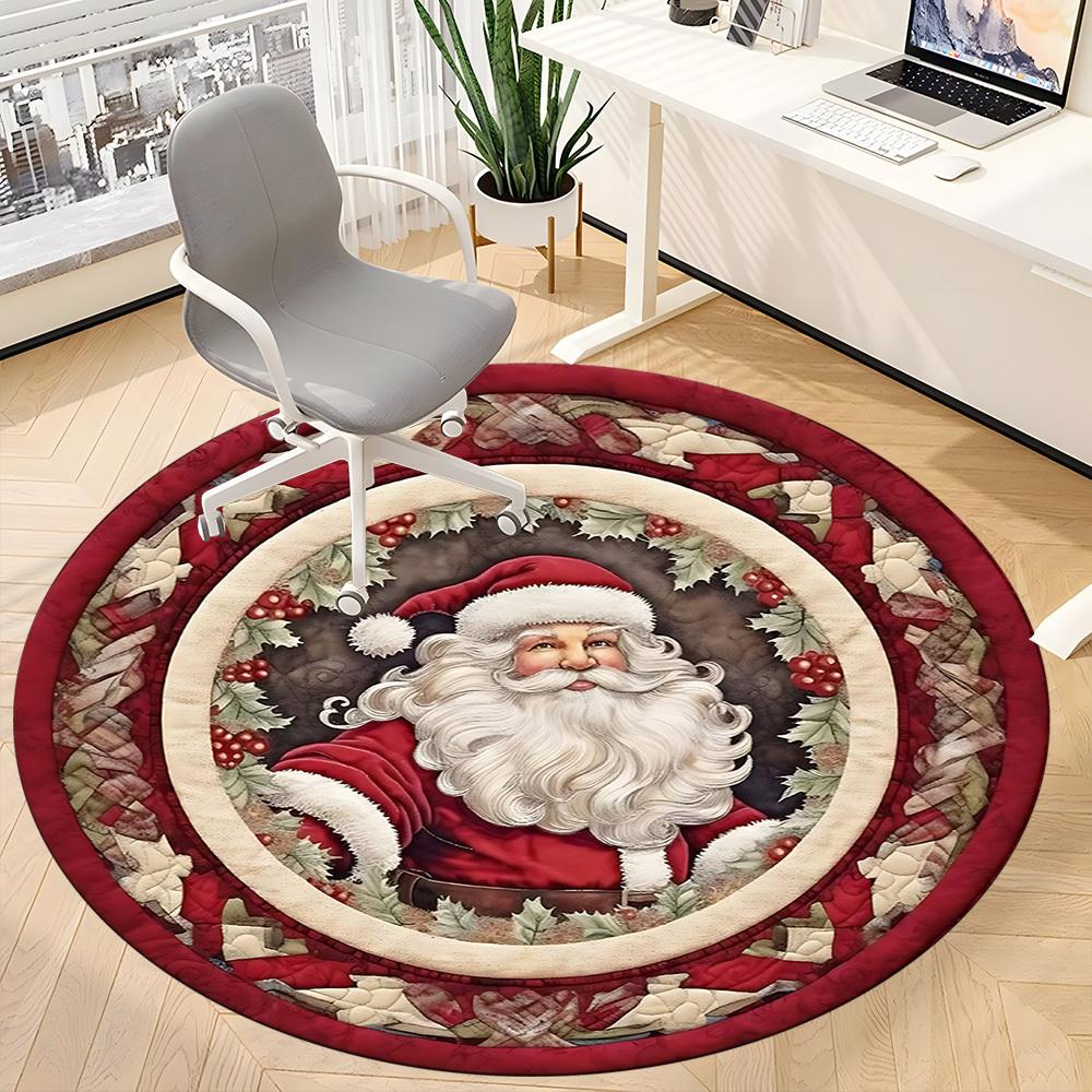 1pc Santa Claus Chair Carpet for Office, Round Non Slip Durable Large Size Office Carpet, Suitable for Office