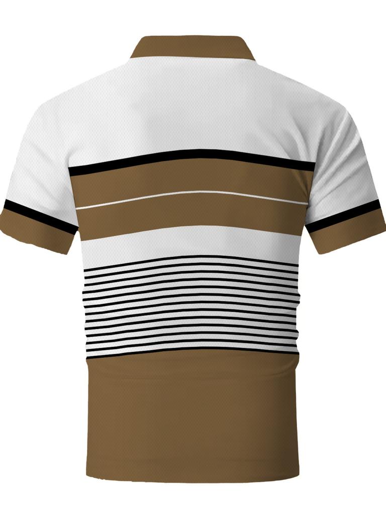 Printed Design – Not Textured Men's Digital Print Short Sleeve Quick-Dry Breathable Polyester Fabric, Featuring a " " Letter Print, Regular Fit, Round