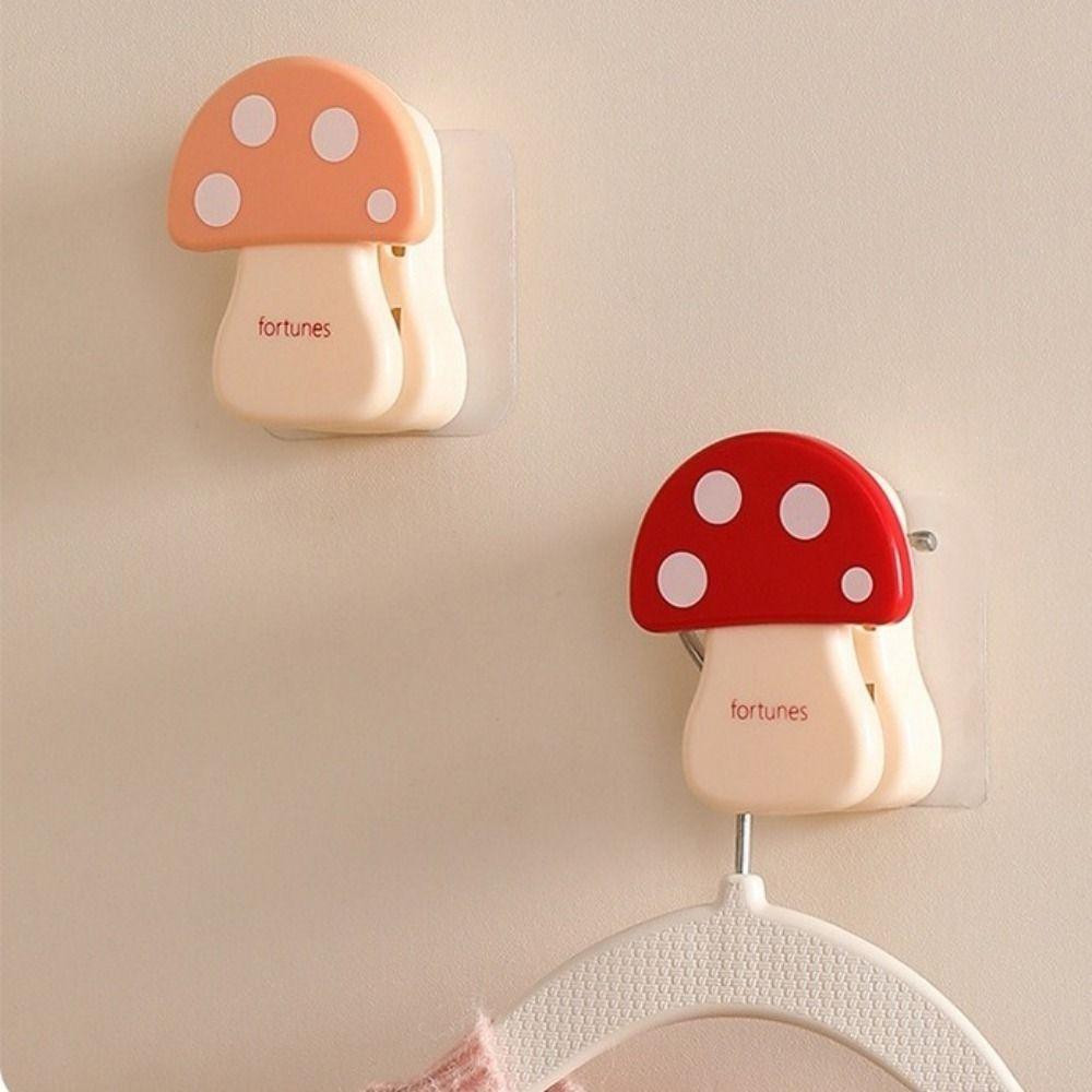 3 Pieces Plastic Mushroom Shape Hook Non Perforated Self Adhesive Home Storage Clips Decorative Towel Rack Kitchen
