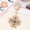 Keychain Pendant Rhinestones Inlaid Four-Leaf Clover Design Key Chain with Anti-Oxidation Lobster Clasp Decorative Backpacks Accessory