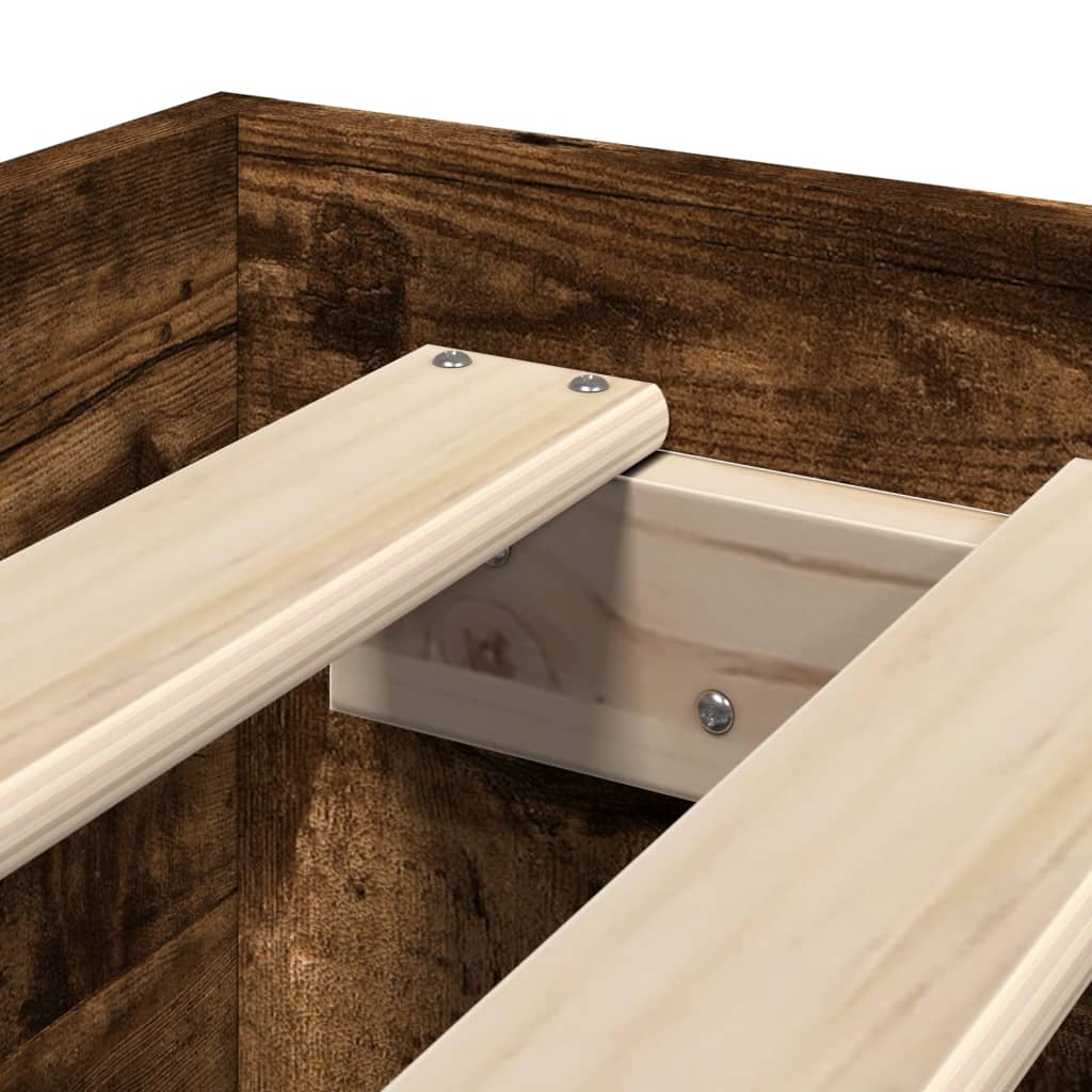 Bed Frame Without Mattress Smoked Oak Finish 90 X 200 Cm Engineered Wood