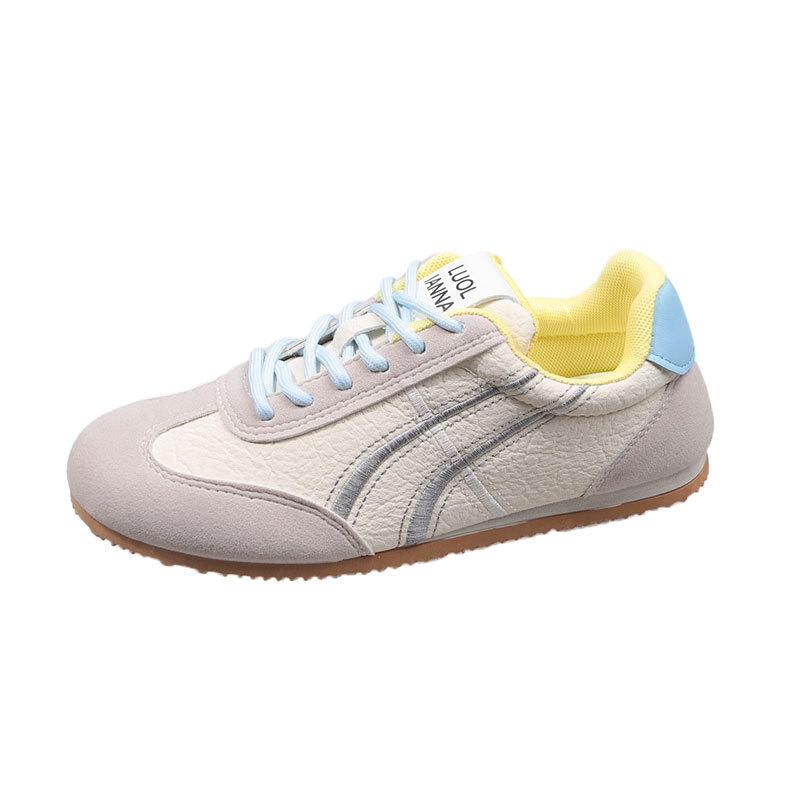 Versatile flat-bottomed German training Forrest Gump shoes color matching little white shoes women's 2025 spring new retro lace-up casual sports shoes