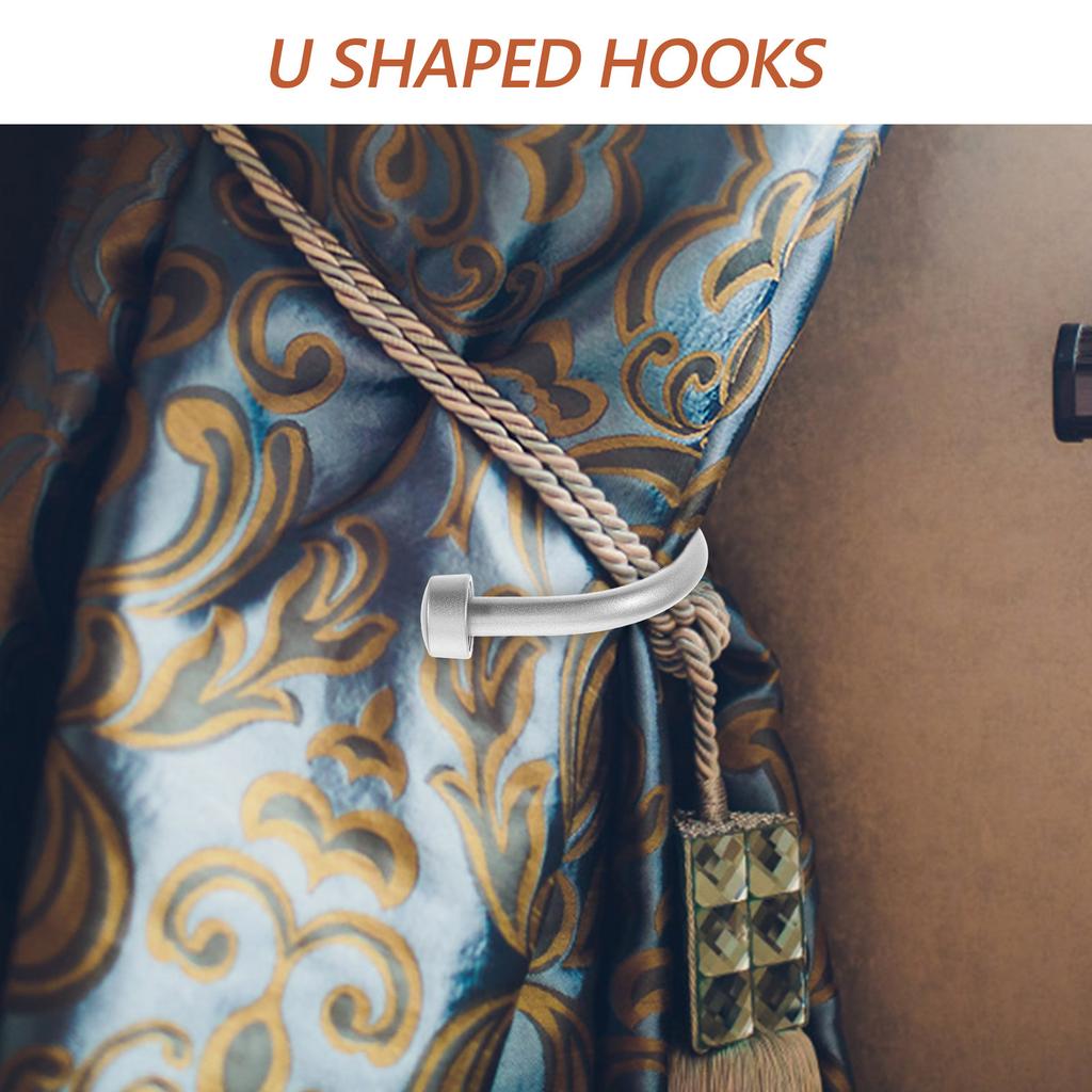 2Pcs U-Shaped Iron Curtain Tiebacks Wall Mounted Modern Minimalist Holdback Hooks for Living Room Bedroom Window Decor