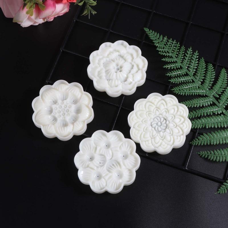 Cute FlowerS Shape DIY Pastry Moulds Mooncake Mold Mooncake Mould Hand Pressure Tool Plastic Material Baking Accessories