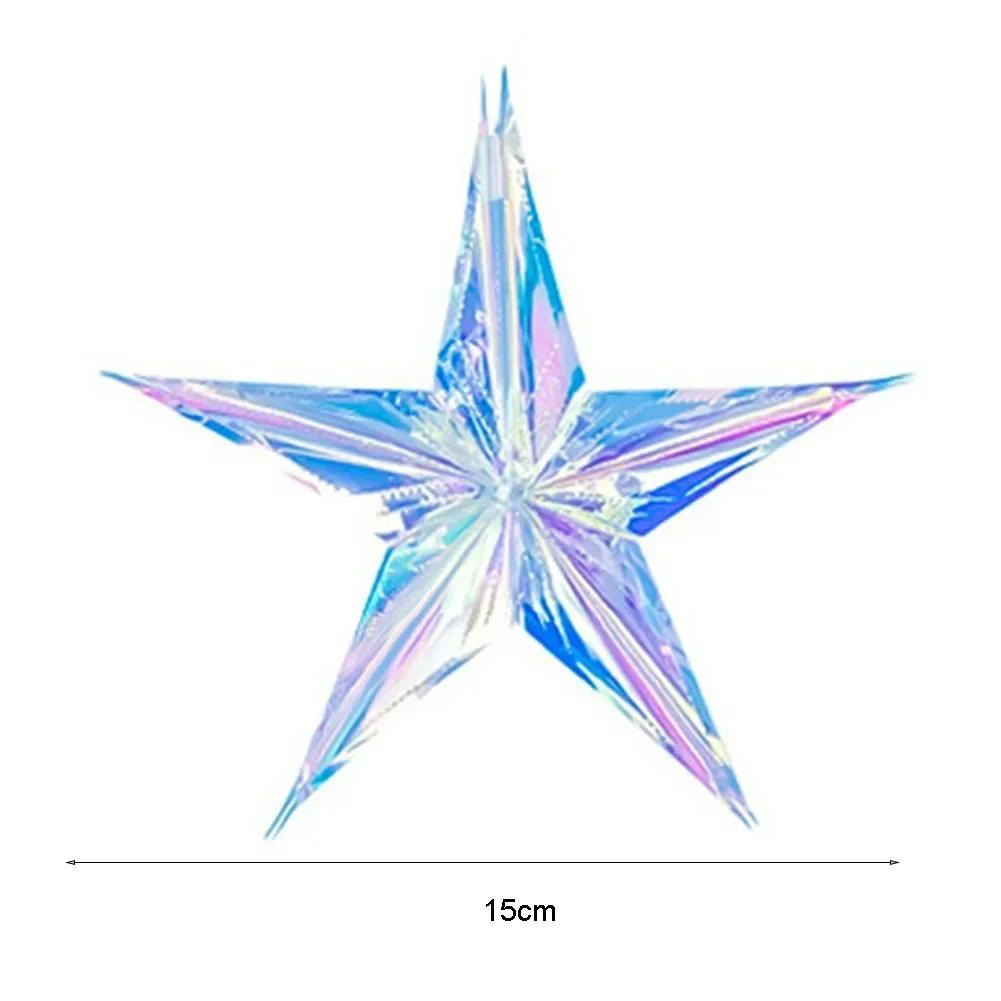

10pcs Hexagonal Star Christmas Ornament Iridescent Christmas Pendant Hanging Decor Lampshade Rainbow Film Neon Color Wedding