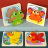 Wooden Baby Toys Montessori Toys 3D Puzzles Early Education Learning Cartoon Animal Jigsaw Puzzles Intellectual Cognitive Games