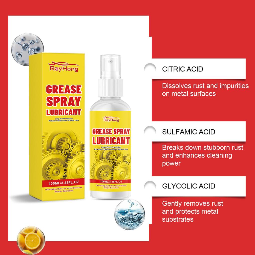 RAYHONG Rostlöser Spray für Auto, Metallrostentferner für Kfz-Werkzeuge, Industriequalität für Schrauben Muttern Ketten 100ML