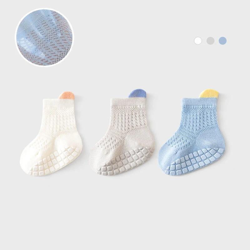 3pairs/lot 6 Colored Of Net Eye Non-slip Baby Girl Sock Hollow-out Breathable Thin Infant Girl Cotton Socks Children's Socks Kit