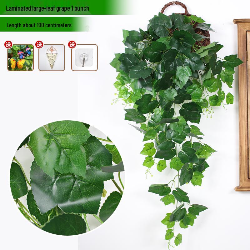 Artificial Pothos & Spider Plant Rattan Vine Wall Hanging for Indoor/Outdoor Decor