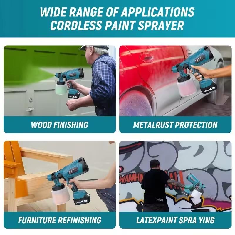 21V Wireless Electric Paint Sprayer Adjustable Nozzle Cordless Spray For Home Renovation Furniture Car Painting Task