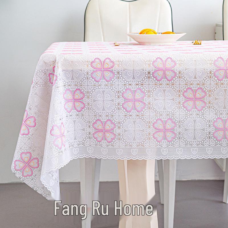 European Plain Lace Waterproof PVC Tablecloth - Anti-Scalding, No-Wash, Rectangular Dining & Coffee Table Mat