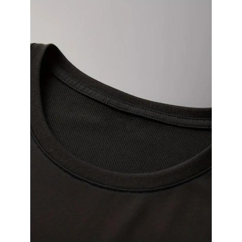 European Sizes New Summer Men'S Casual T-Shirt with Ribbed Round Neck And Short Sleeves