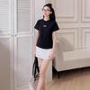 Letter Embroidery Short-sleeved T-shirt Women's Summer New Slim-fit Women's Round Neck Student Women's Clothing Women's Fashion