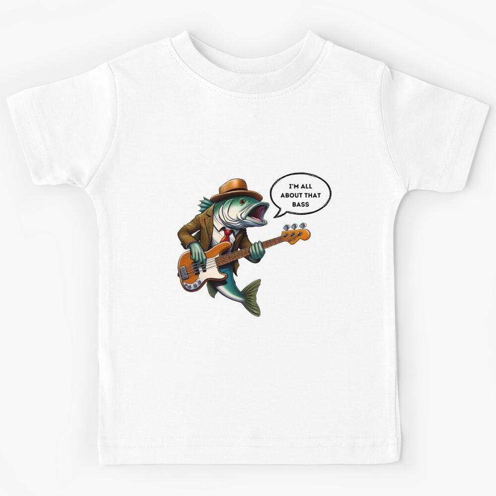 All About That Bass: Stylish Fish Musician Artwork Kids T-Shirt 130