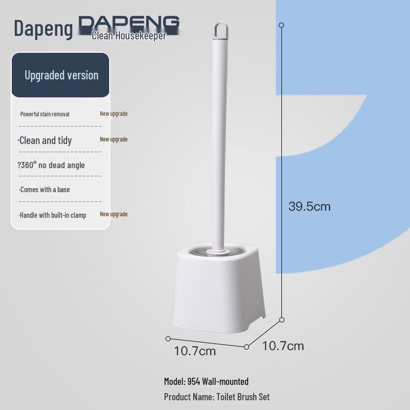 Wall-Mounted Long Handle Toilet Brush Set - No Dead Corner Cleaning for Bathrooms