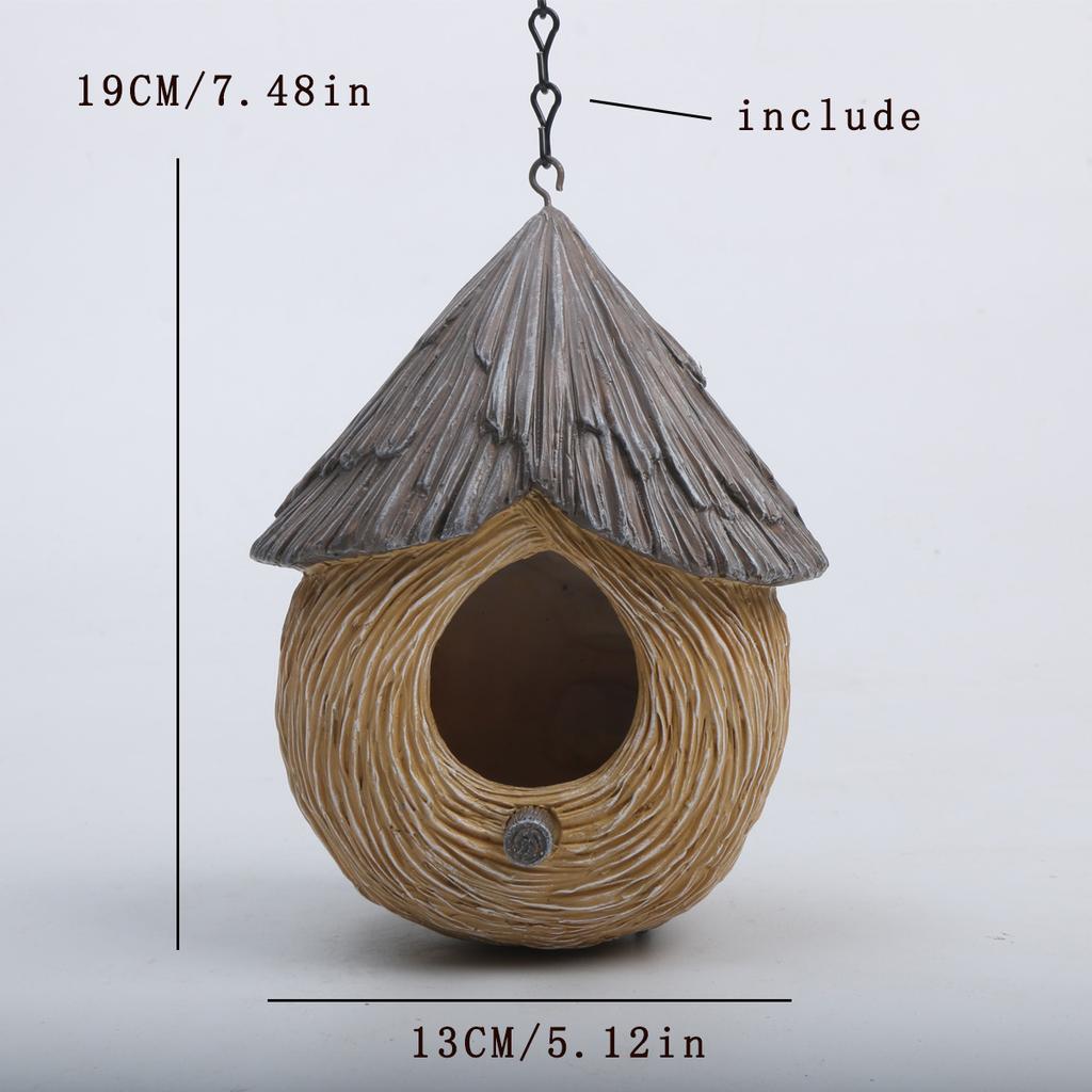 1pc Whimsical Bird Nest Hanging Ornament - Unique Outdoor Garden Yard Decoration, Durable Bird House, Cozy Winter Warm Bird Nest